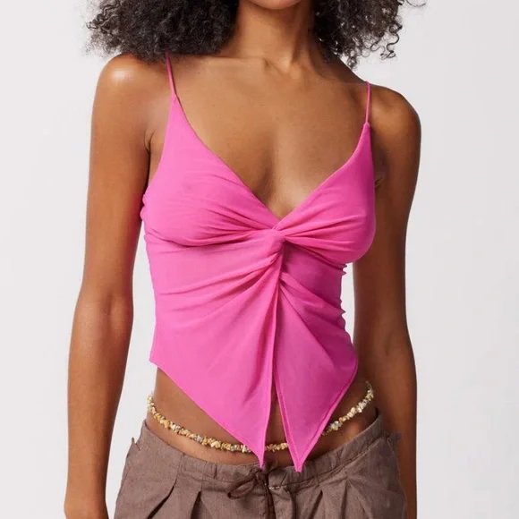Urban Outfitters Tops Uo Mesh Twist Front Flyaway Cami Poshmark